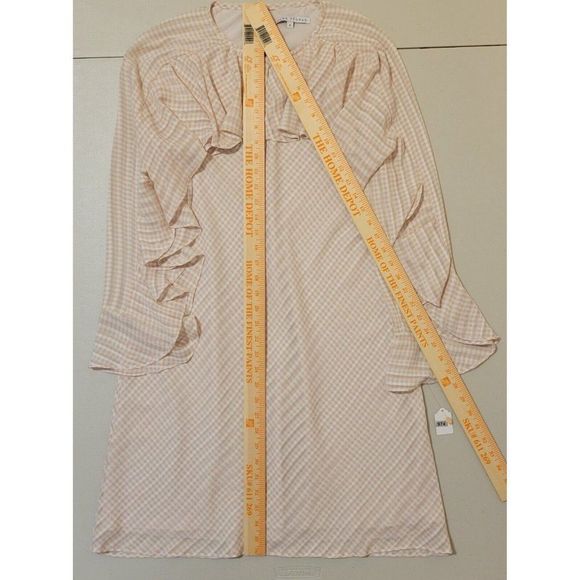 ANTHROPOLOGIE  Donna Morgan  Beige Plaid Long Sleeve Ruffles   Dress Size 4 #974 - Picture 7 of 10